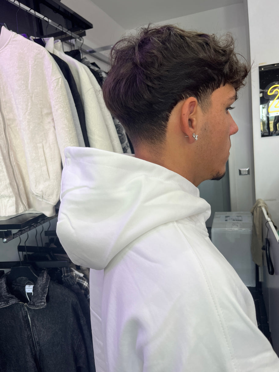 FELPA ZIP CAPPUCCIO BIANCO