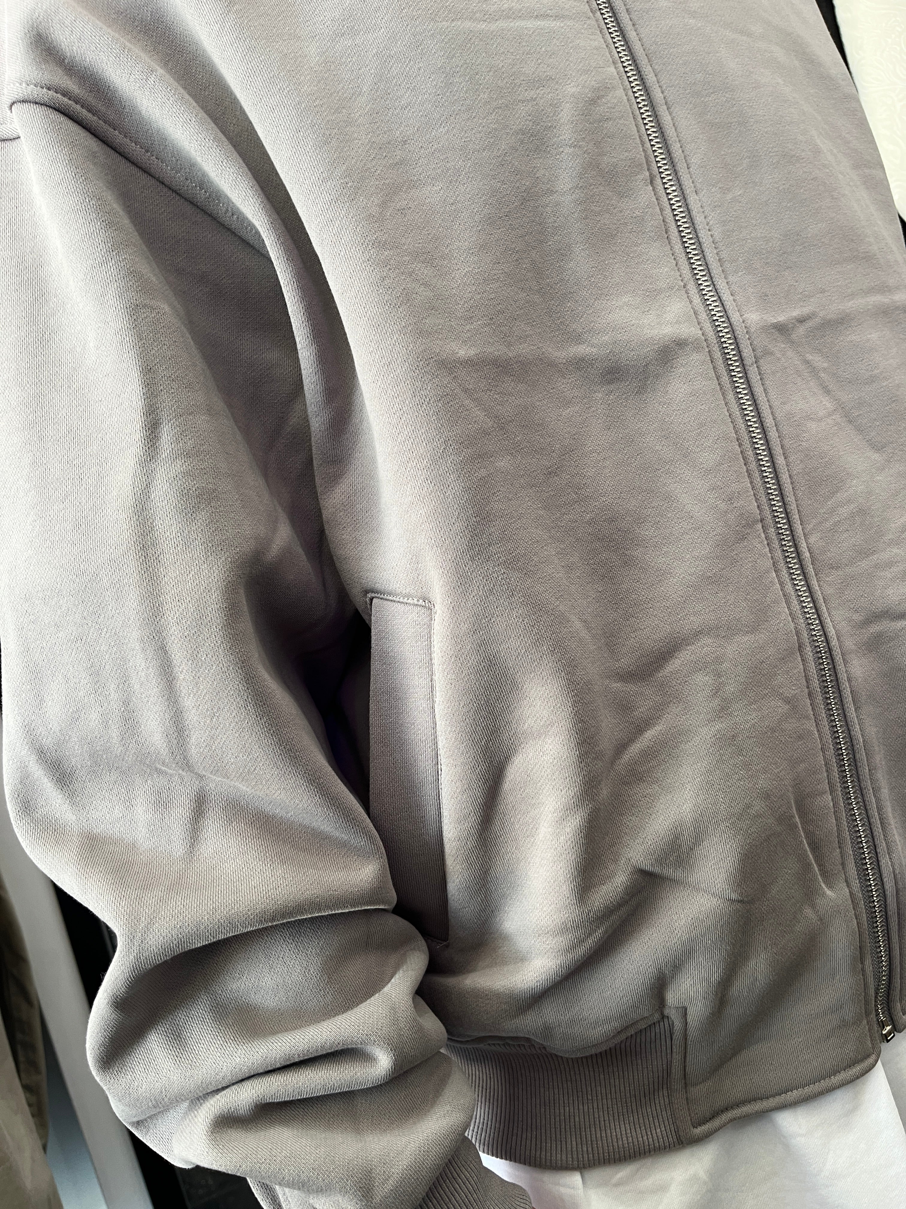 FELPA ZIP CROP GRIGIA CHIARO
