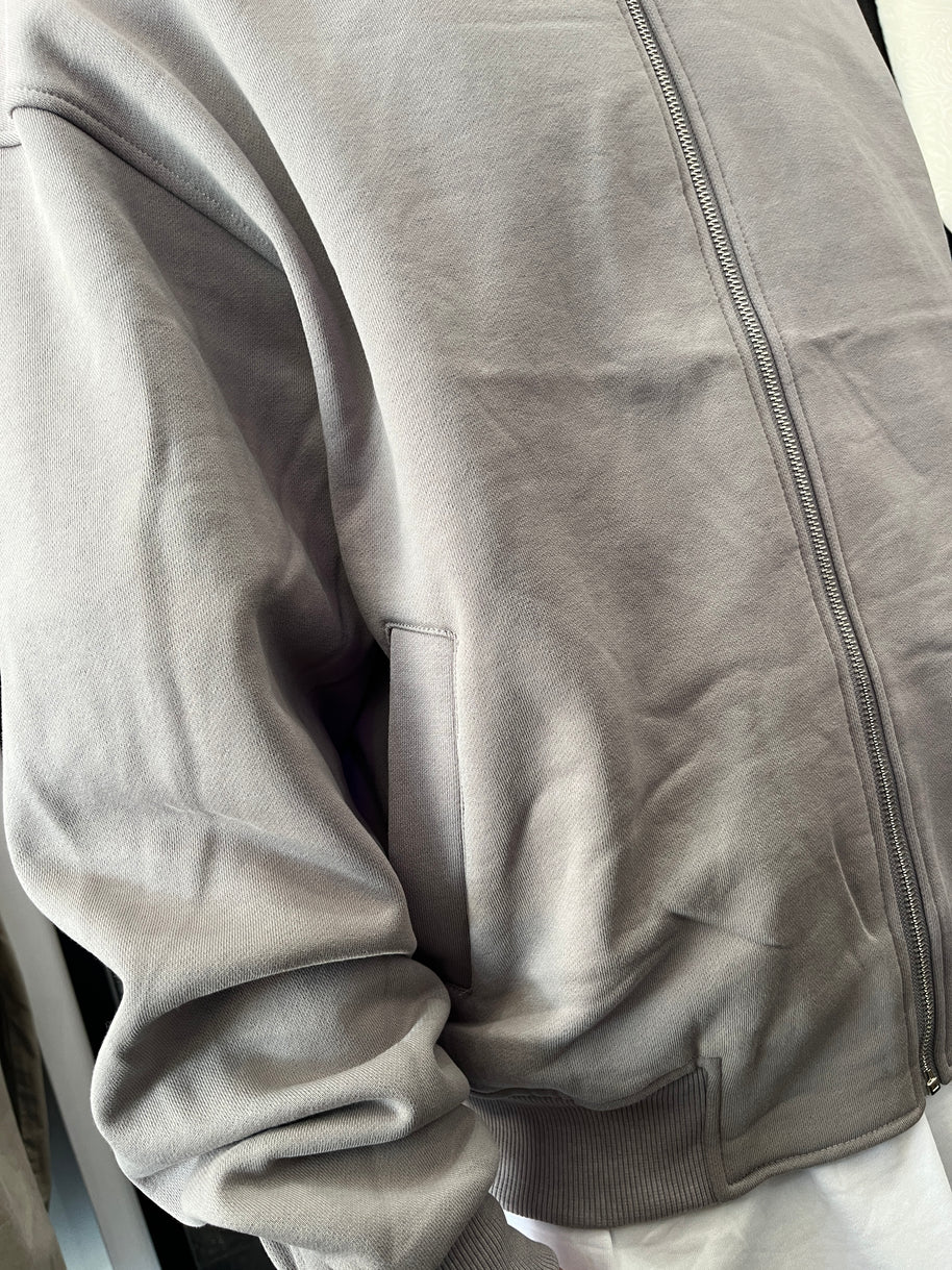 FELPA ZIP CROP GRIGIA CHIARO