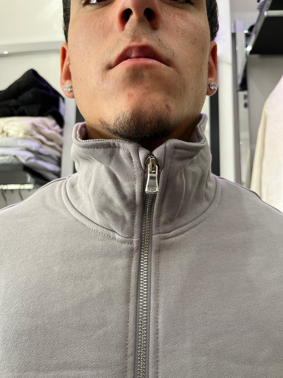 FELPA ZIP CROP GRIGIA CHIARO