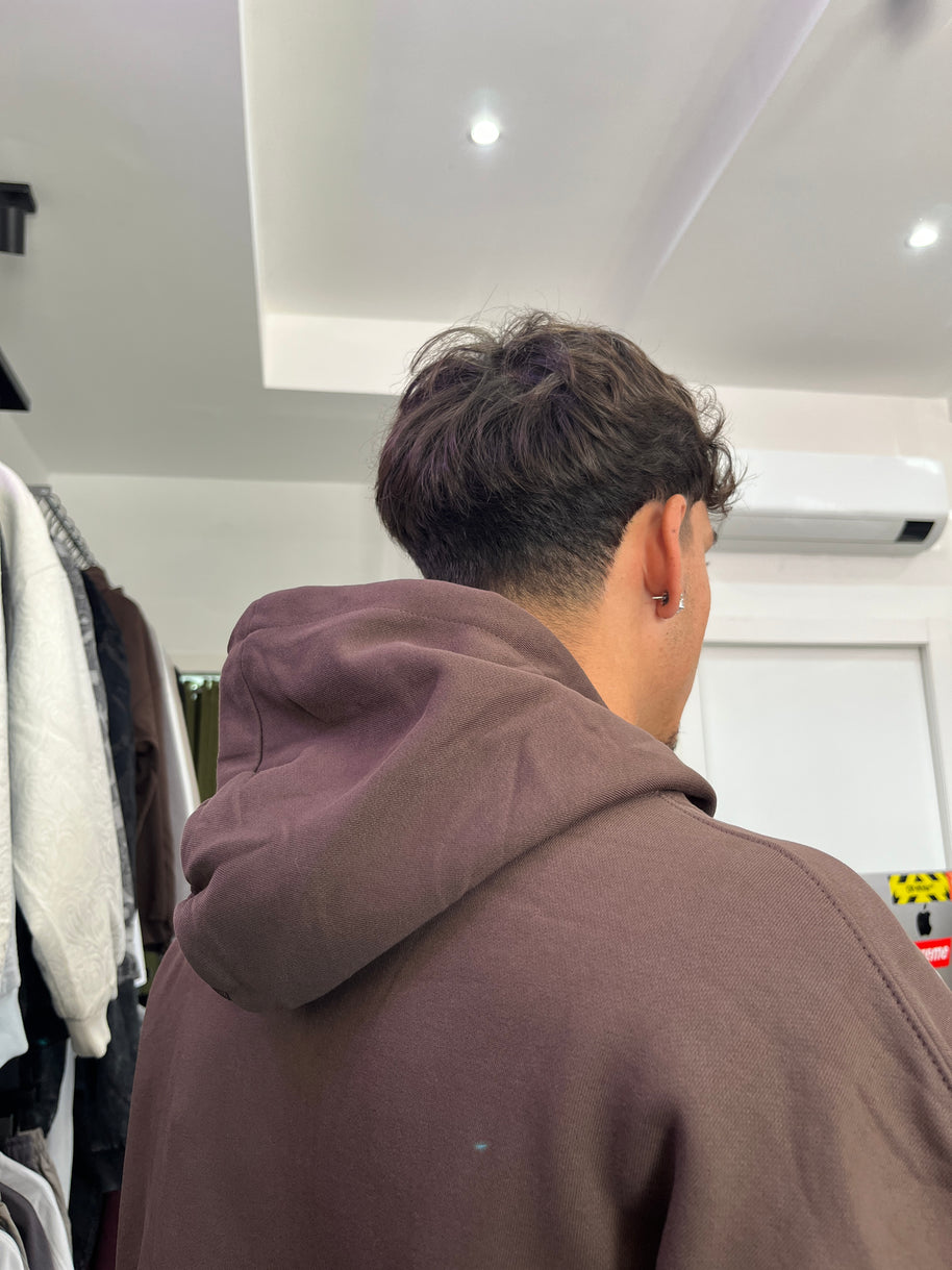 FELPA ZIP CAPPUCCIO MARRONE