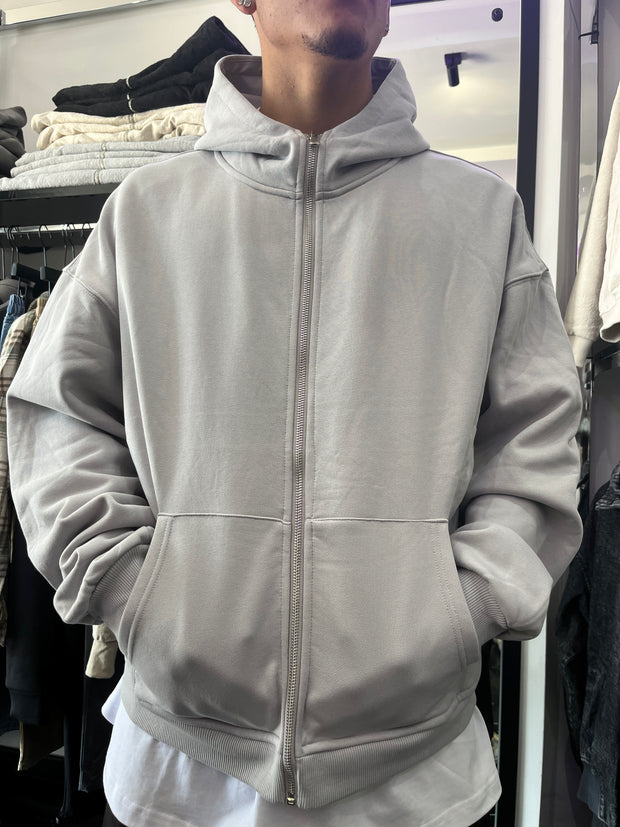 FELPA ZIP CAPPUCCIO GRGIO CHIARO