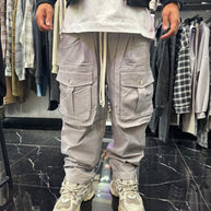 CARGO FRONTALE CON BOTTONE GRIGIO CHIARO