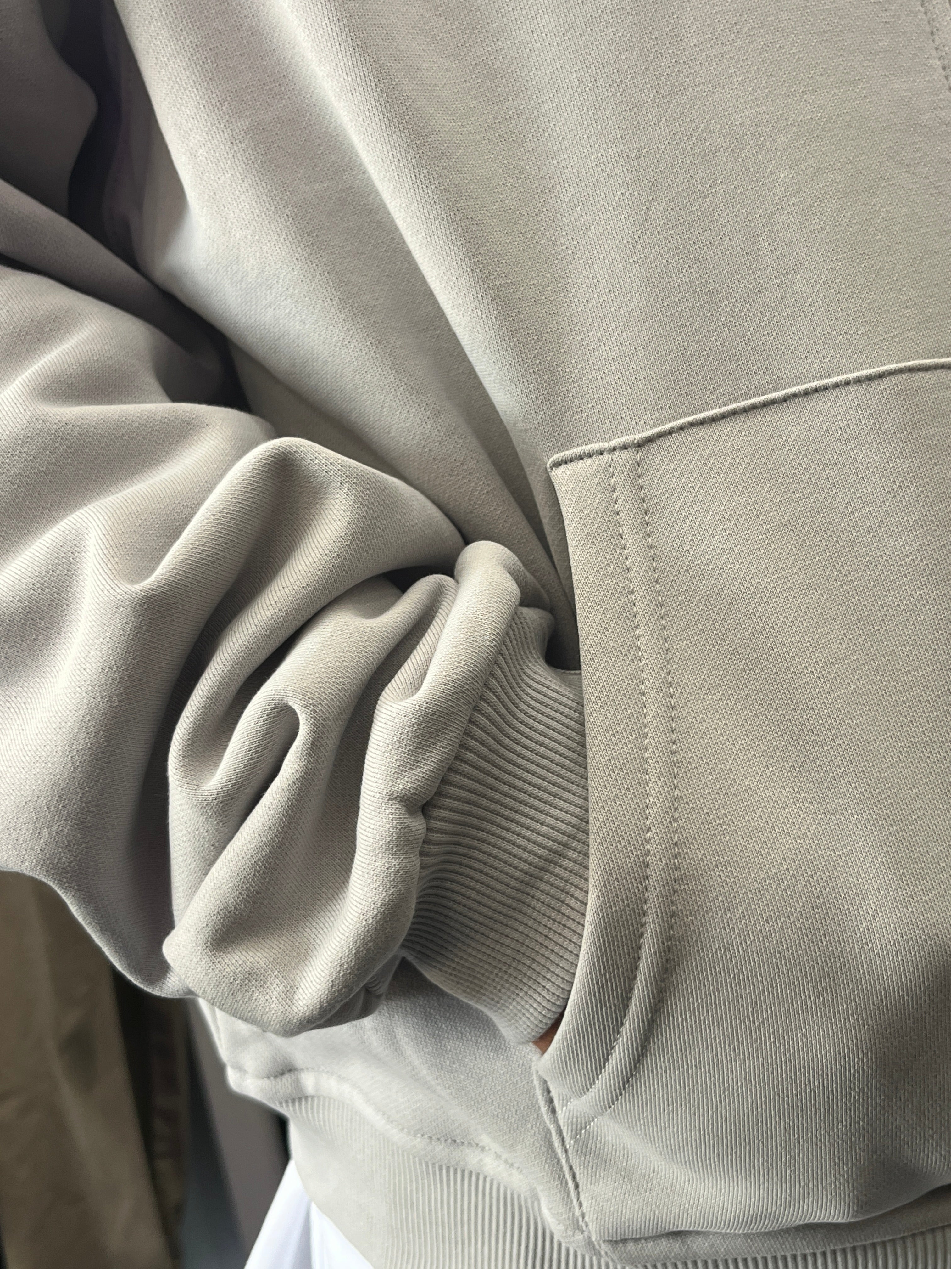 FELPA ZIP CAPPUCCIO GRGIO CHIARO