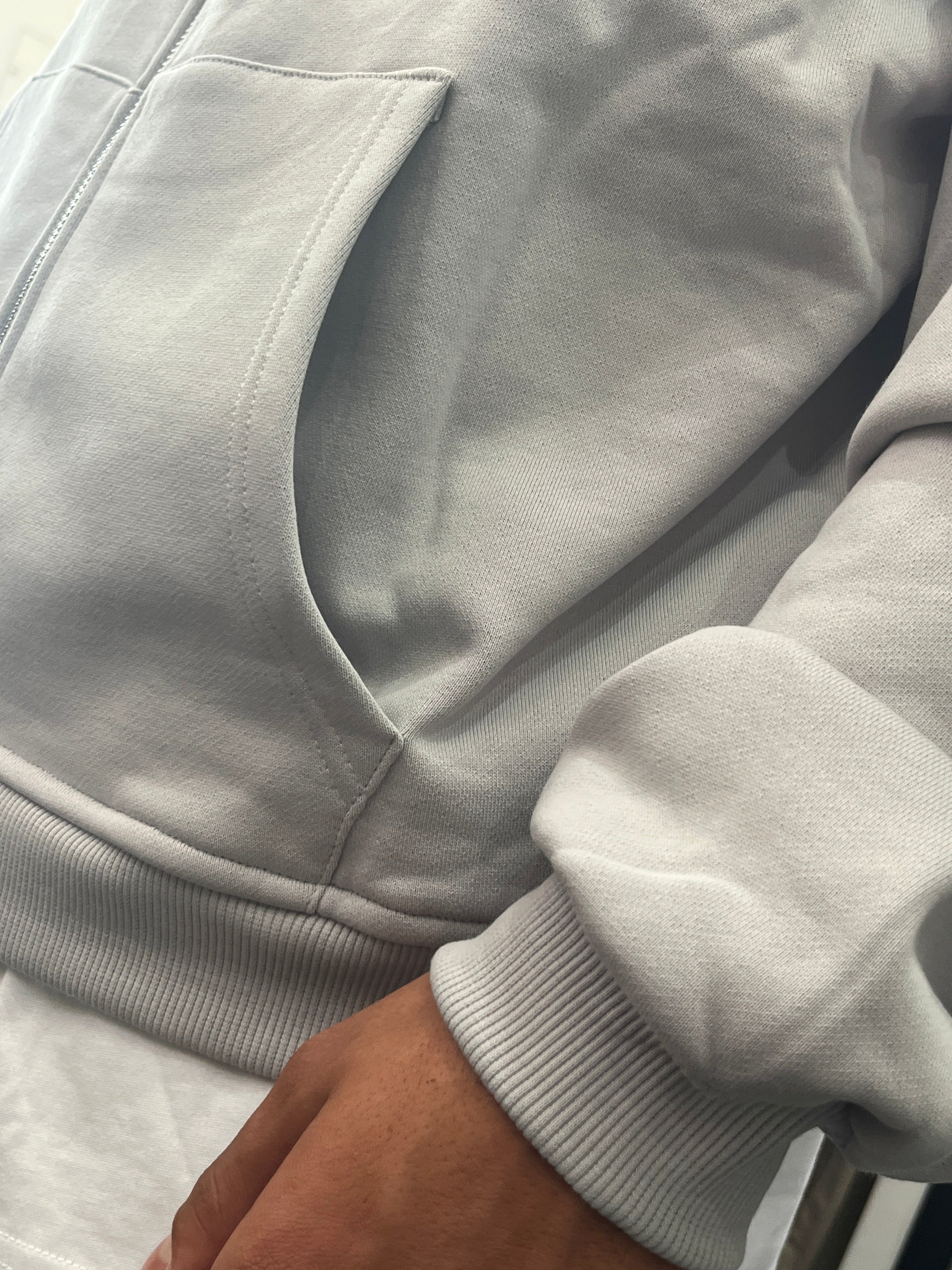 FELPA ZIP CAPPUCCIO GHIACCIO