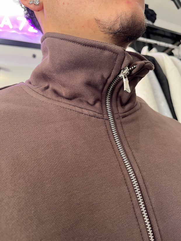 FELPA ZIP CROP MARRONE