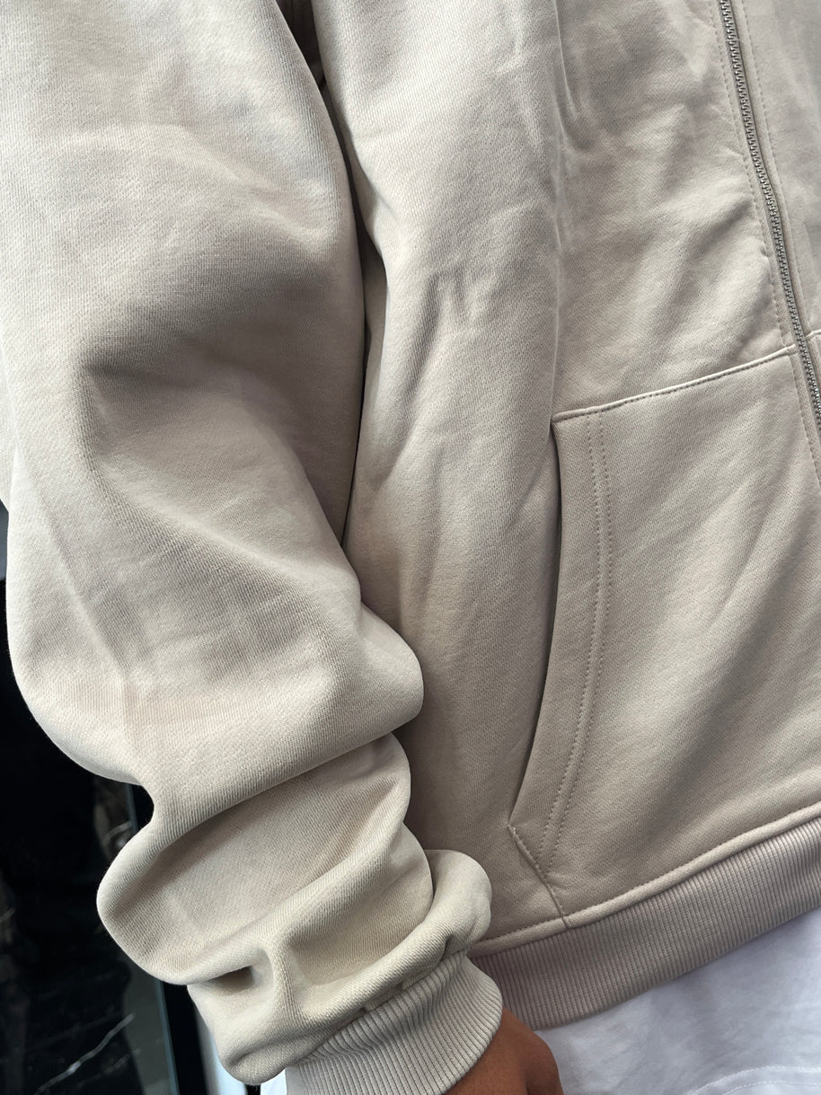 FELPA ZIP CAPPUCCIO BEIGE