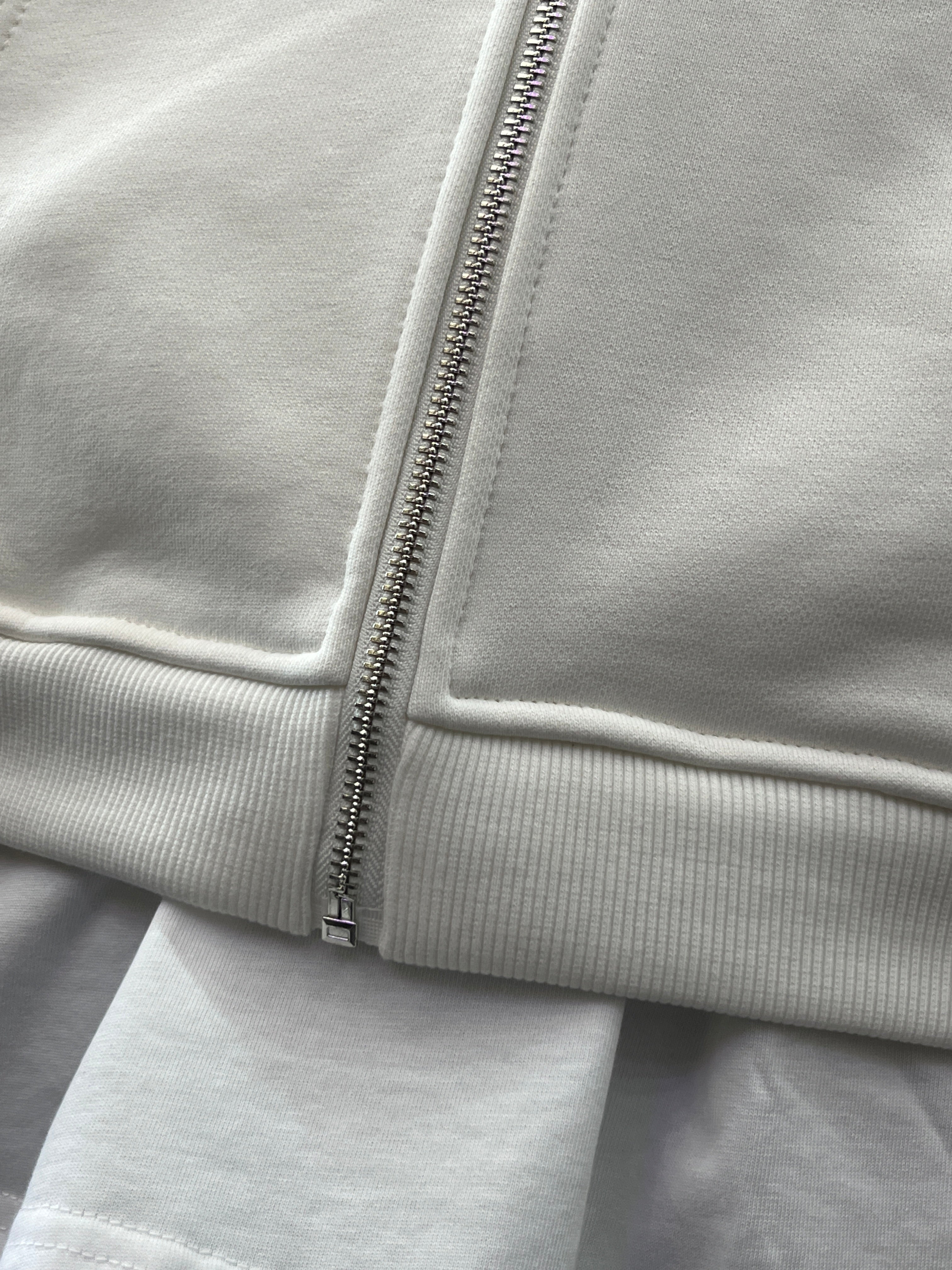 FELPA ZIP CAPPUCCIO BIANCO