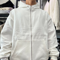 FELPA ZIP CAPPUCCIO BIANCO