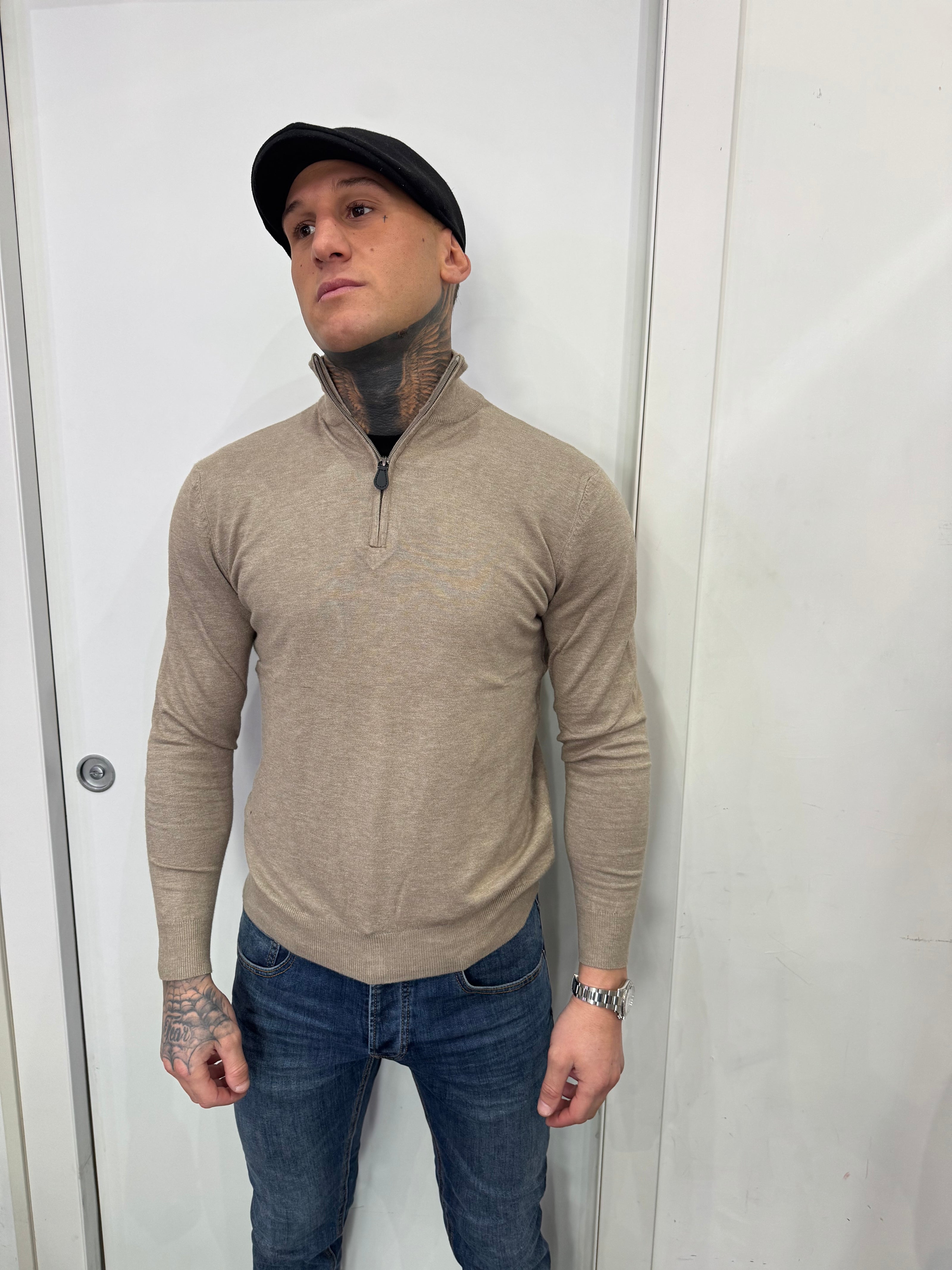 MAGLIA IN FILO MEZZA ZIP