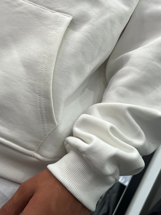 FELPA ZIP CAPPUCCIO BIANCO