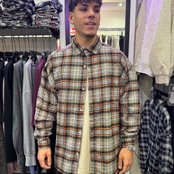 CAMICIONE A QUADRI BEIGE E ARANCIONE