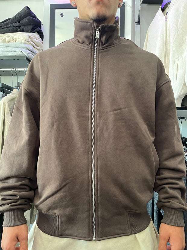 FELPA ZIP CROP MARRONE