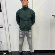 MAGLIA IN FILO MEZZA ZIP