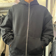FELPA ZIP CAPPUCCIO NERA