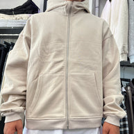 FELPA ZIP CAPPUCCIO BEIGE
