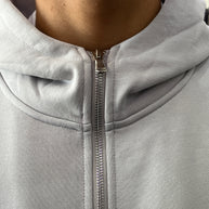 FELPA ZIP CAPPUCCIO GHIACCIO