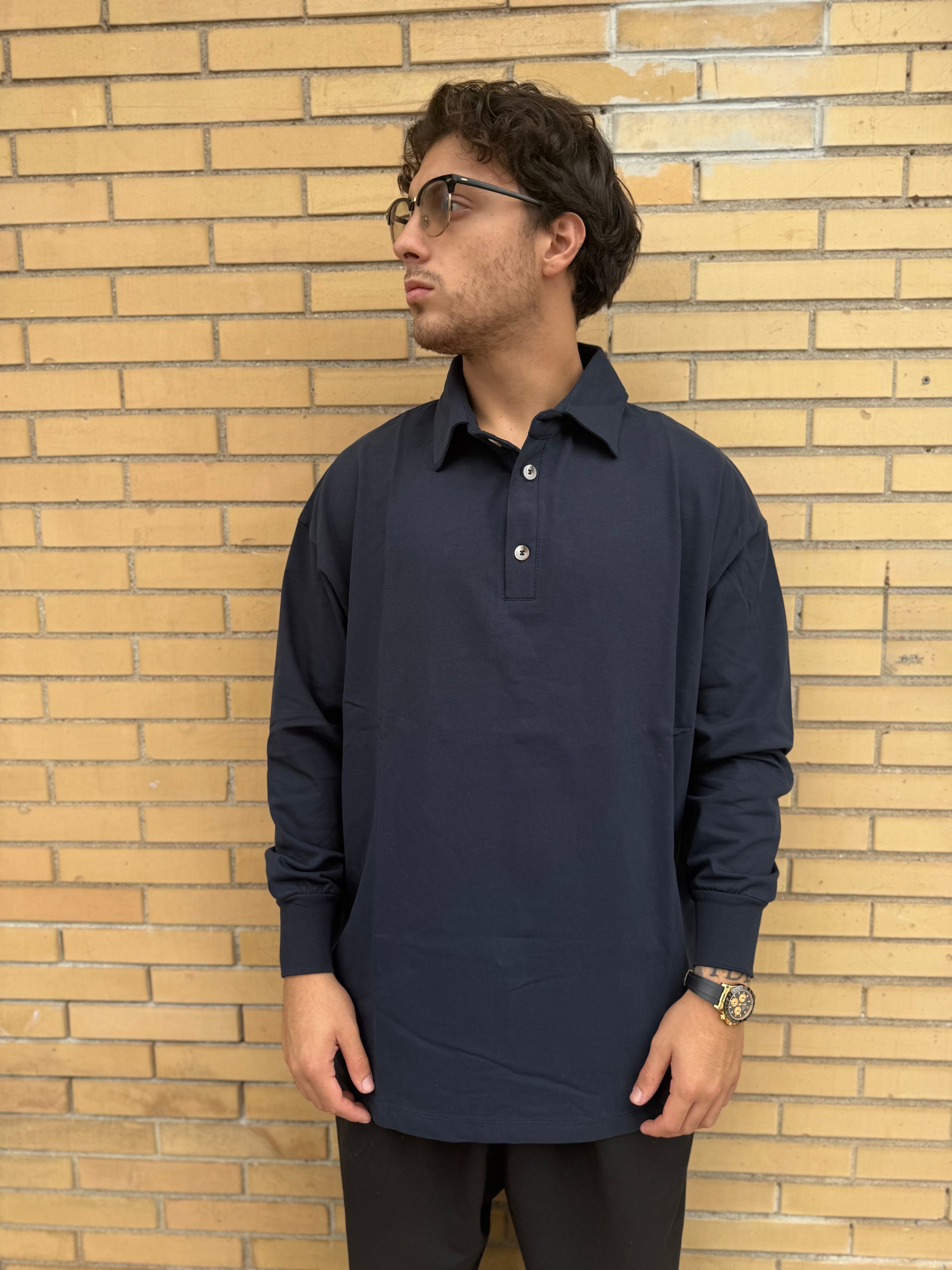 POLO MANICA LUNGA BLU