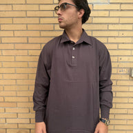 POLO OVER MANICA LUNGA  MARRONE