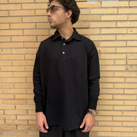 POLO OVER MANICA LUNGA NERA