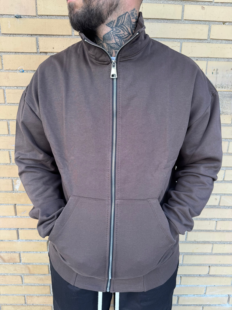 FELPA ZIP MARRONE