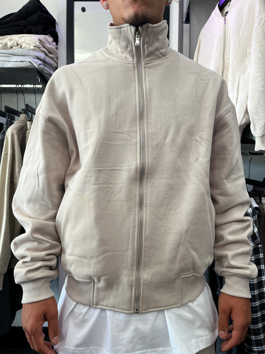 FELPA ZIP CROP BEIGE