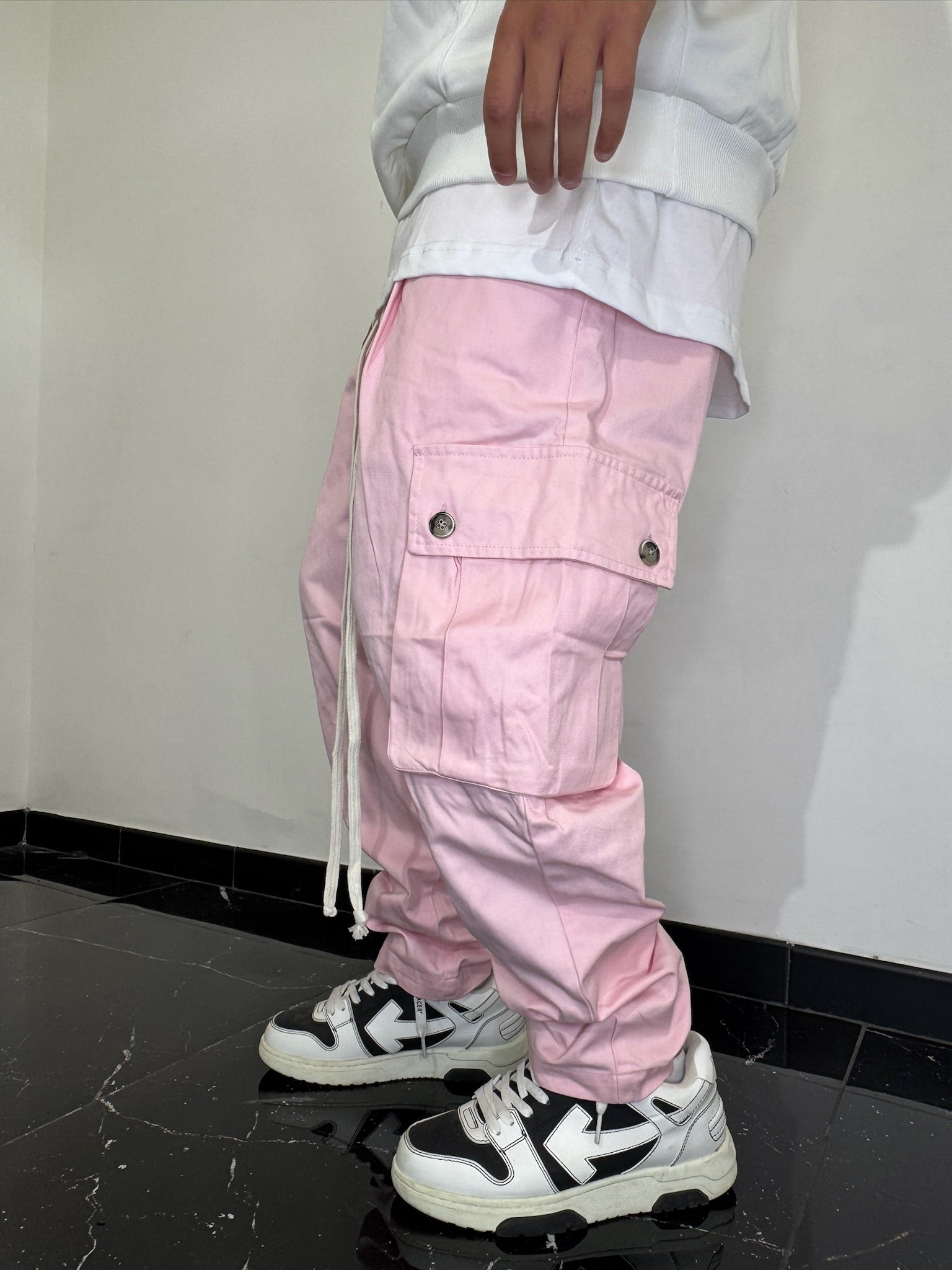 CARGO TASCHE LATERALI FONDO AMPIO (ROSA)