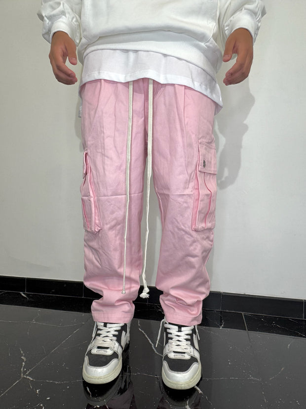 CARGO TASCHE LATERALI FONDO AMPIO (ROSA)