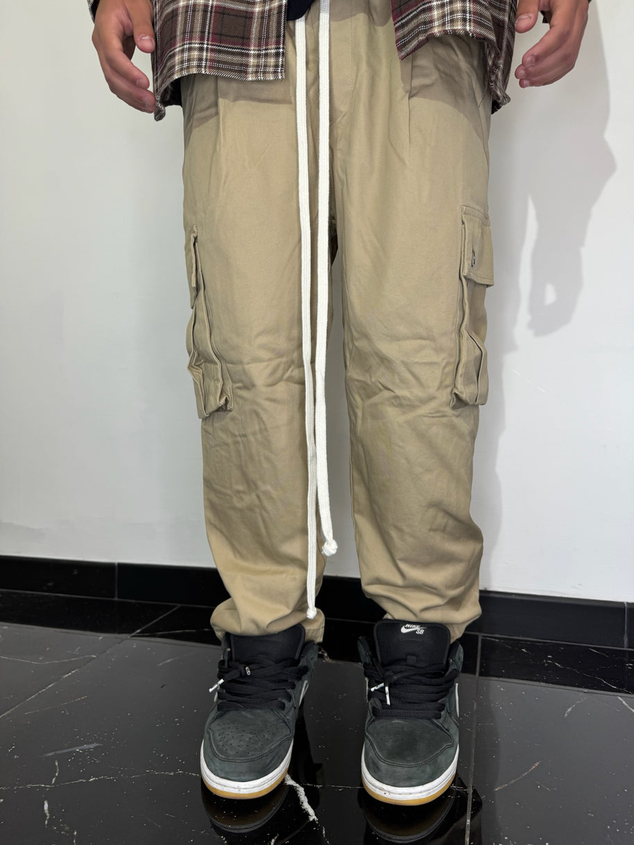 CARGO TASCHE LATERALI FONDO AMPIO (BEIGE)