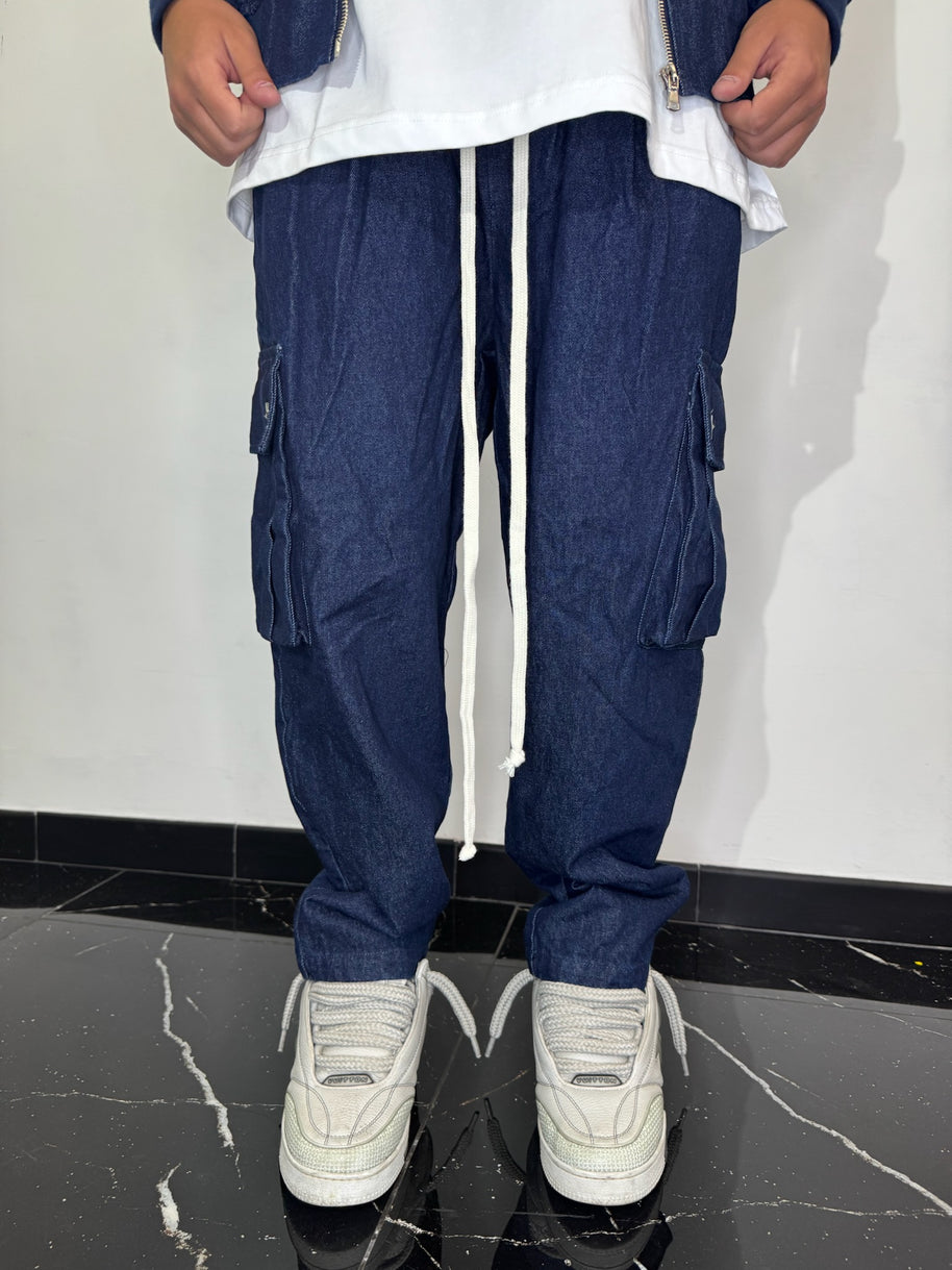 CORDINATO TASCHE LATERALI DENIM (BLU)