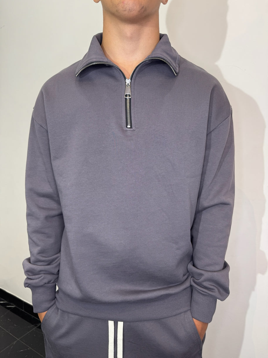 FELPA MEZZA ZIP (GRIGIO SCURO)