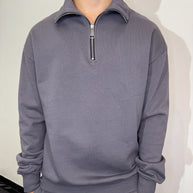 FELPA MEZZA ZIP (GRIGIO SCURO)