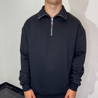 FELPA MEZZA ZIP (NERO)