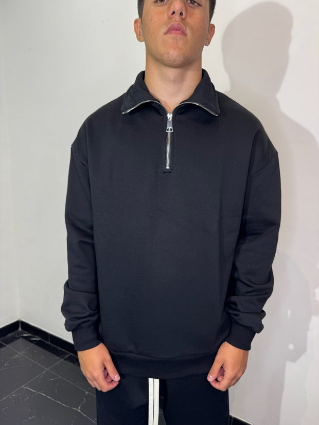 FELPA MEZZA ZIP (NERO)