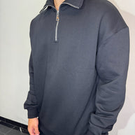 FELPA MEZZA ZIP (NERO)