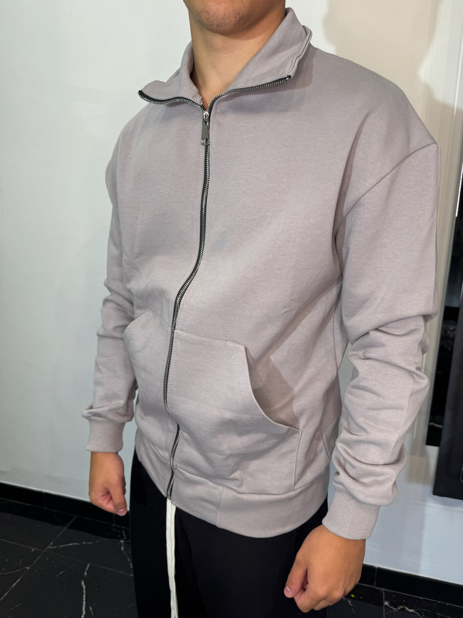 FELPA CON ZIP GRIGIA CHIARA