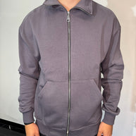 FELPA CON ZIP GRIGIA SCURA