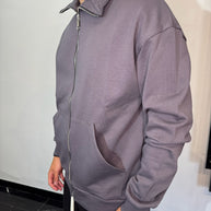 FELPA CON ZIP GRIGIA SCURA