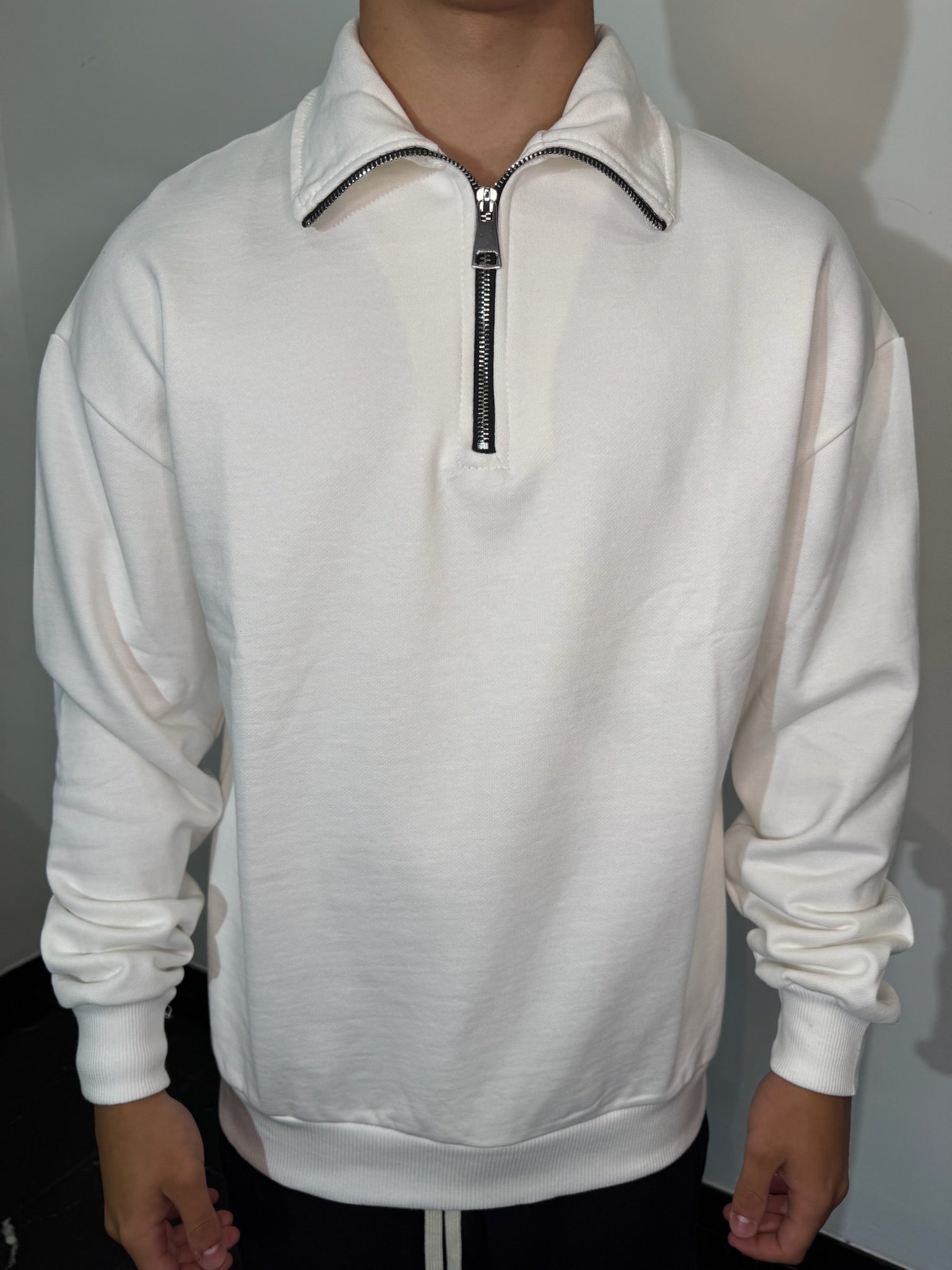 FELPA MEZZA ZIP (BIANCA)