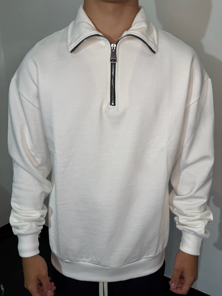 FELPA MEZZA ZIP (BIANCA)