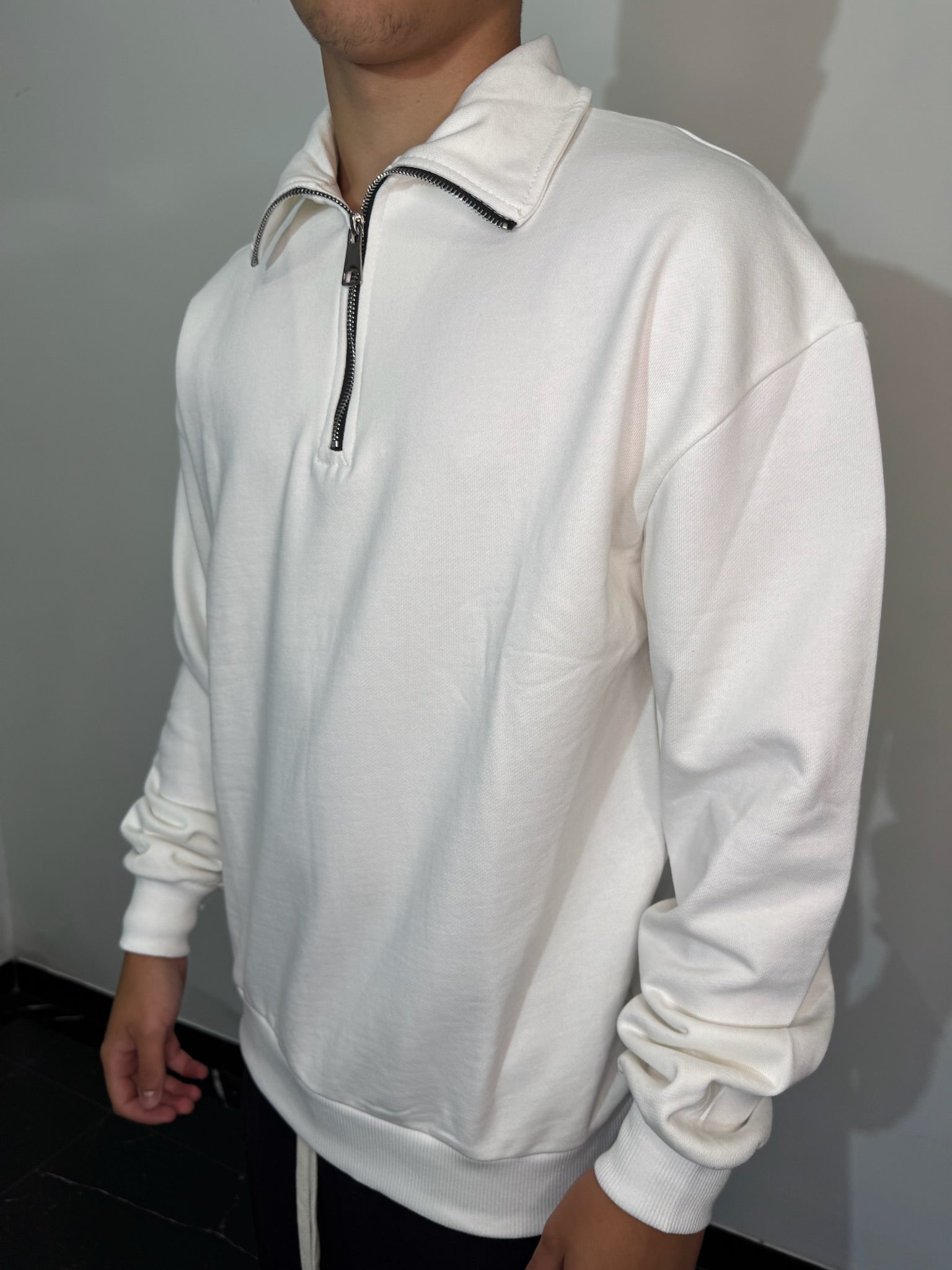 FELPA MEZZA ZIP (BIANCA)