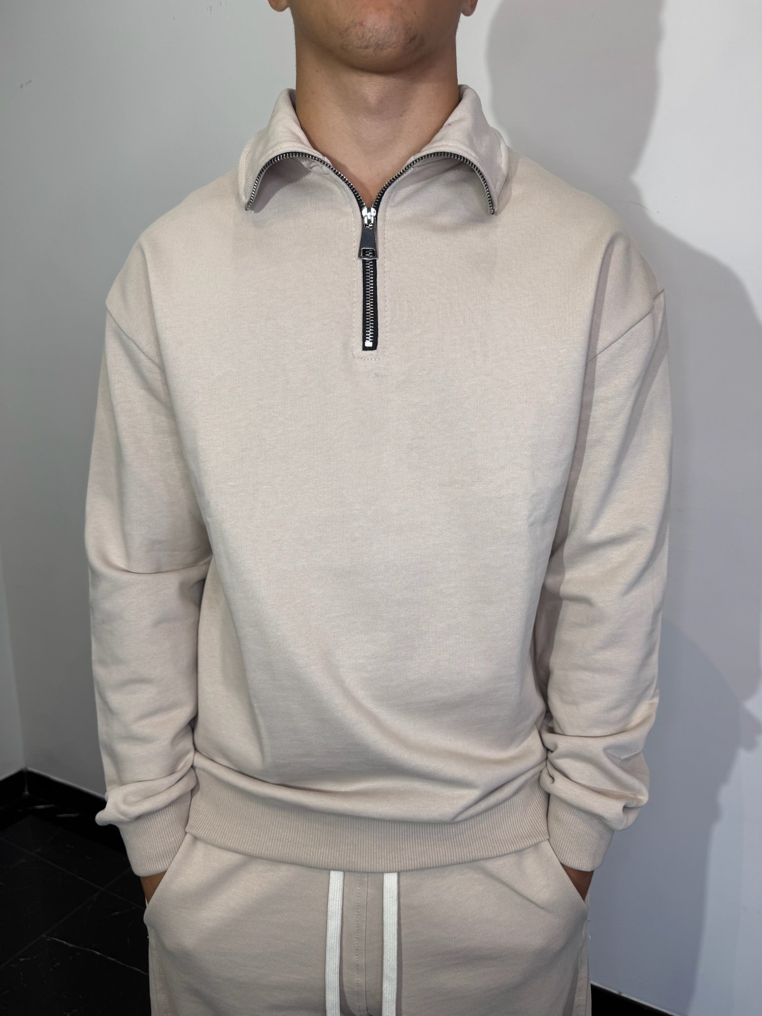 FELPA MEZZA ZIP (BEIGE)