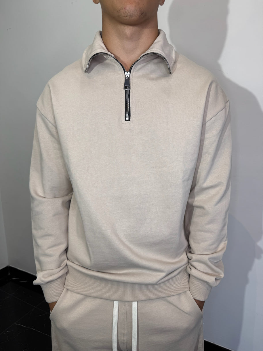FELPA MEZZA ZIP (BEIGE)