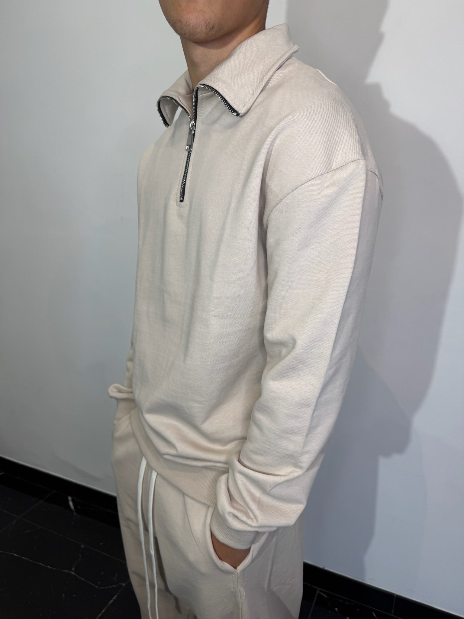FELPA MEZZA ZIP (BEIGE)