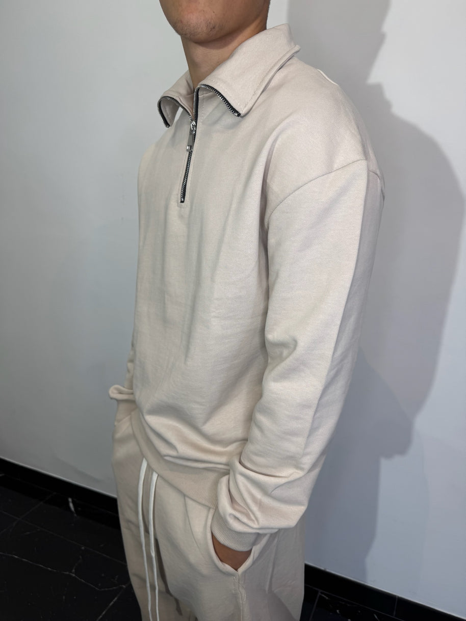 FELPA MEZZA ZIP (BEIGE)