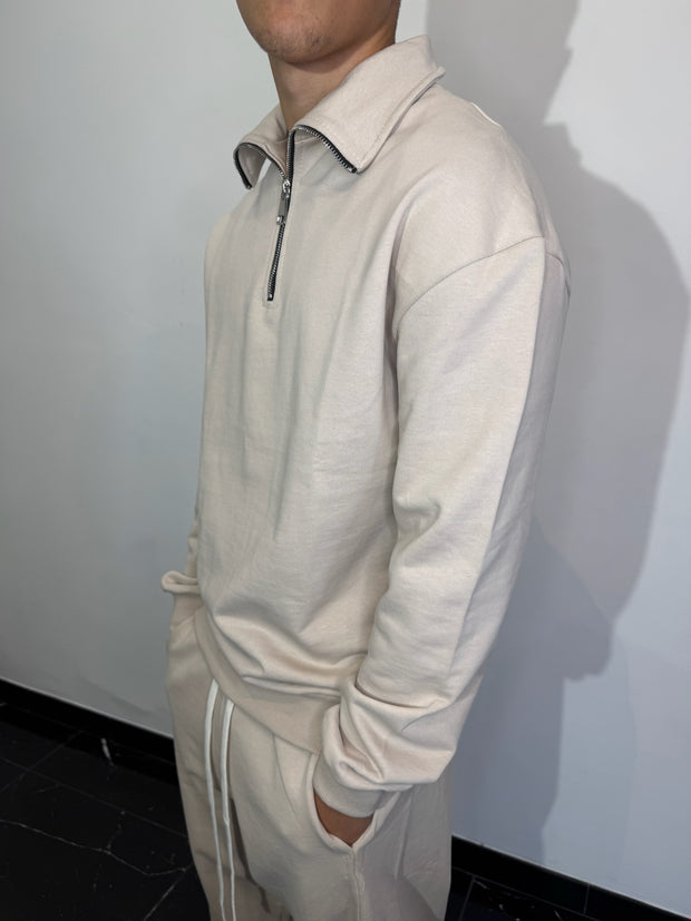 FELPA MEZZA ZIP (BEIGE)