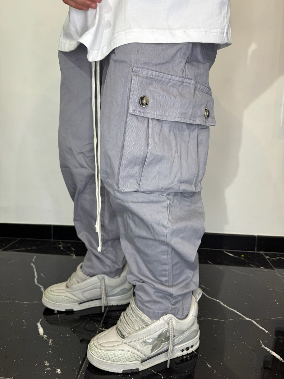 CARGO TASCHE LATERI FONDO AMPIO (GRIGIO CHIARO)