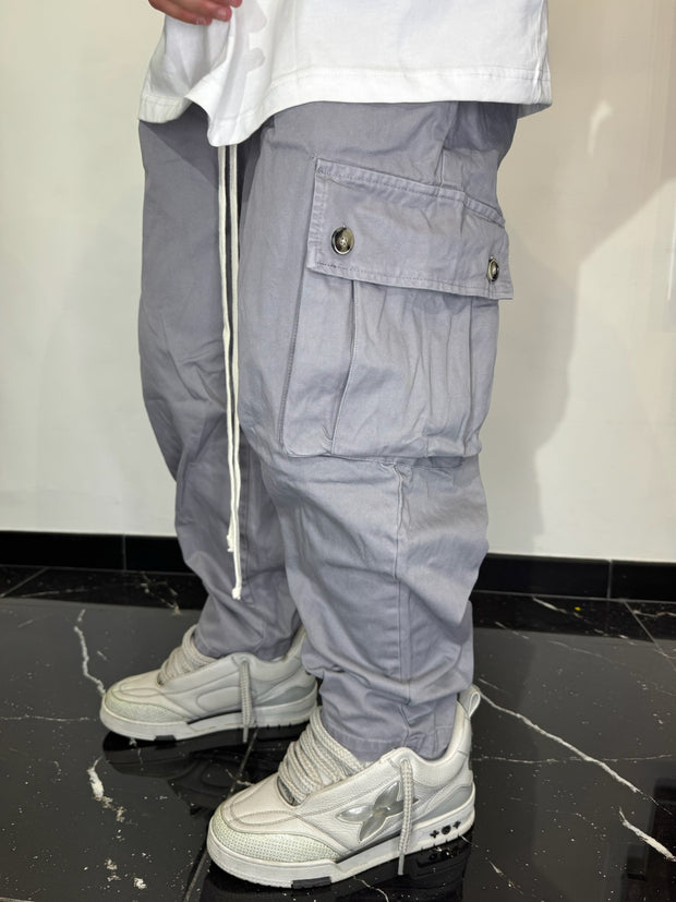 CARGO TASCHE LATERI FONDO AMPIO (GRIGIO CHIARO)