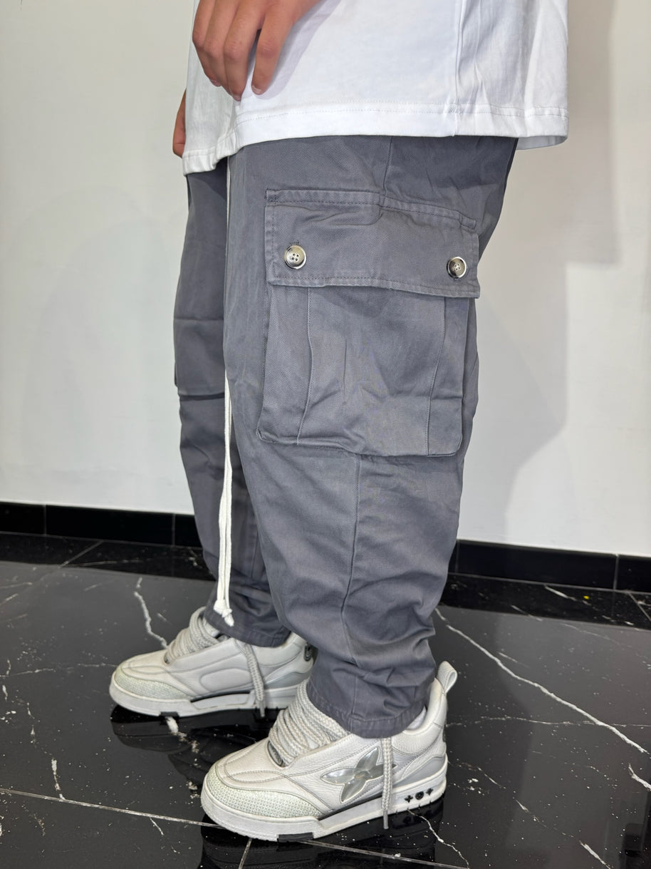 CARGO TASCHE LATERALI FONDO AMPIO (GRIGIO SCURO)