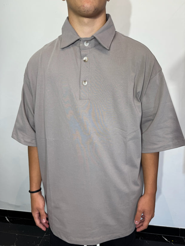 POLO CON BOTTONI FANGO